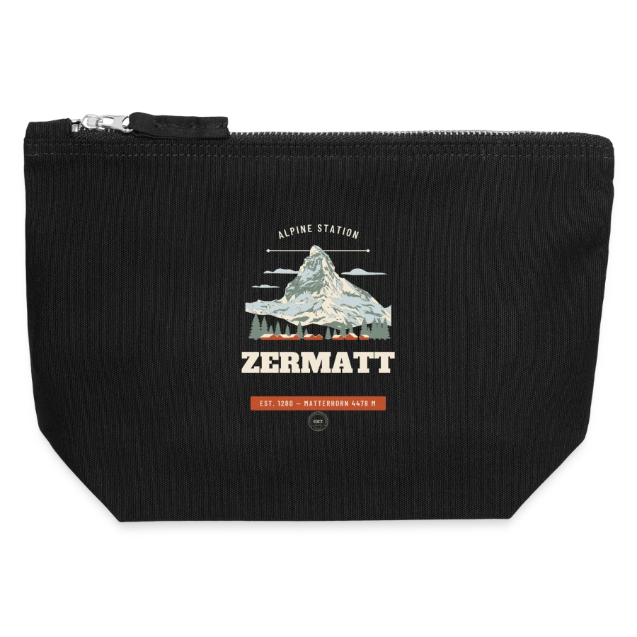 Zermatt badge on a canvas zip pouch 12 x 13 cm, black