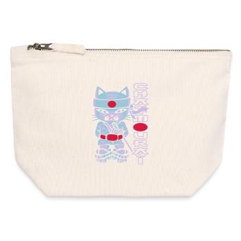 Chat mouraï flex - Canvas Reißverschluss-Täschchen (12 x 13 cm) - Naturweiß - Vorne