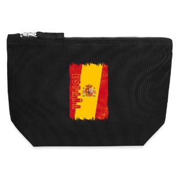 Drapeau de l'Espagne - Pochette zippée en toile 12 x 13 cm - noir - Devant