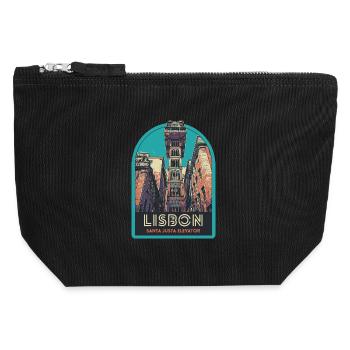 Lisbon, beautiful city Portugal elevator Sta Justa - Canvas Zip Pouch 12 x 13 cm - black - Front