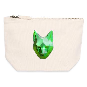 Grüner Kristallkatze - Canvas Reißverschluss-Täschchen (12 x 13 cm) - Naturweiß - Vorne
