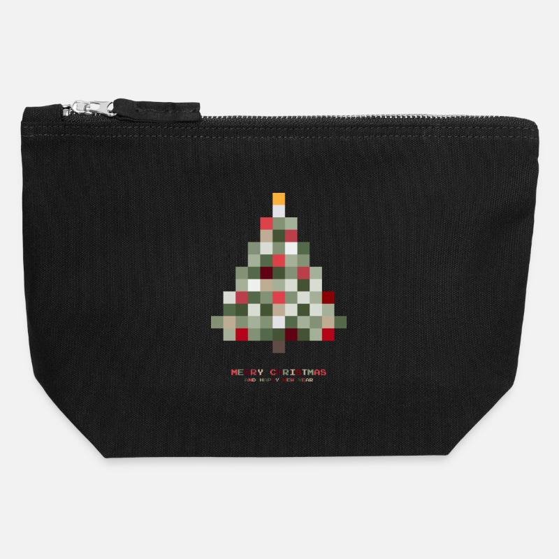 Weihnachtsbaum Pixel - Canvas Reißverschluss-Täschchen (12 x 13 cm) - Schwarz