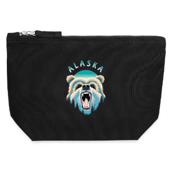 Ours Sauvage d' Alaska - Pochette zippée en toile 12 x 13 cm - noir - Devant