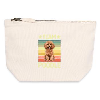 Caniche de chien - Pochette zippée en toile 12 x 13 cm - blanc naturel - Devant
