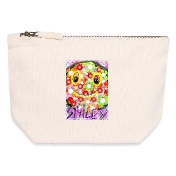 Bunte Pixel-Silhouette mit Smile - Canvas Reißverschluss-Täschchen (12 x 13 cm) - Naturweiß - Vorne