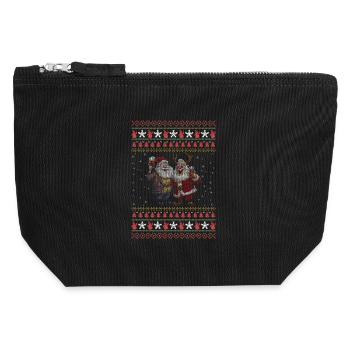Santa und Rentier Ugly Chrismas  - Canvas Reißverschluss-Täschchen (12 x 13 cm) - Schwarz - Vorne