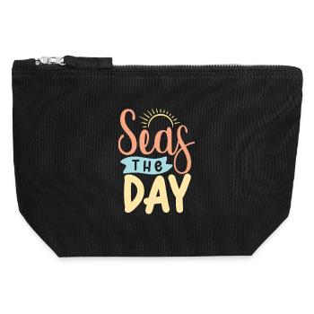 Seas The Day - Canvas Zip Pouch 12 x 13 cm - black - Front