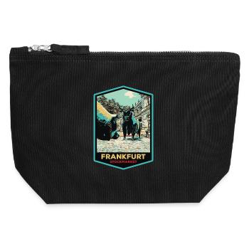 Markante Skulptur an der Frankfurter Wertpapierbörse - Canvas Reißverschluss-Täschchen (12 x 13 cm) - Schwarz - Vorne