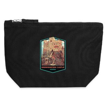Illustration Grimmenstein Castle, Lower Austria - Canvas Zip Pouch 12 x 13 cm - black - Front