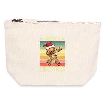 Joyeux Noël bonhomme en pain d’épices - Pochette zippée en toile 12 x 13 cm - blanc naturel - Devant