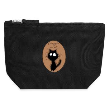CrazyCat - Pochette zippée en toile 12 x 13 cm - noir - Devant