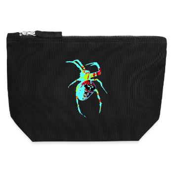 Spider in neon colors - Canvas Zip Pouch 12 x 13 cm - black - Front