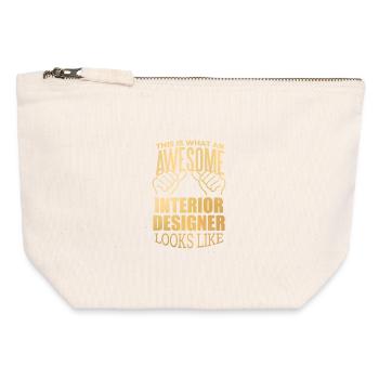 Décorateur d’intérieur - Pochette zippée en toile 12 x 13 cm - blanc naturel - Devant
