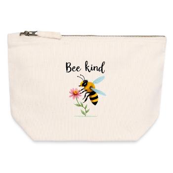 Type d’abeille : Abeille mignonne avec une petite fleur - Pochette zippée en toile 12 x 13 cm - blanc naturel - Devant