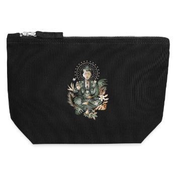 Buddha with exotic flowers and plants - Canvas Zip Pouch 12 x 13 cm - black - Front