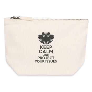 Gardez votre calme et projetez vos issus - Pochette zippée en toile 12 x 13 cm - blanc naturel - Devant