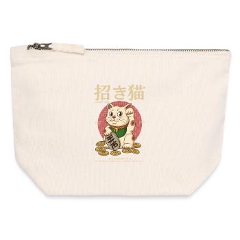 Maneki Neko - Canvas Reißverschluss-Täschchen (12 x 13 cm) - Naturweiß - Vorne