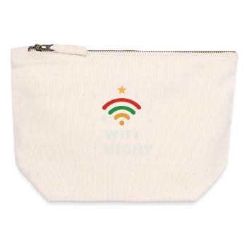 WIFI Motif Étoile Nocturne - Pochette zippée en toile 12 x 13 cm - blanc naturel - Devant