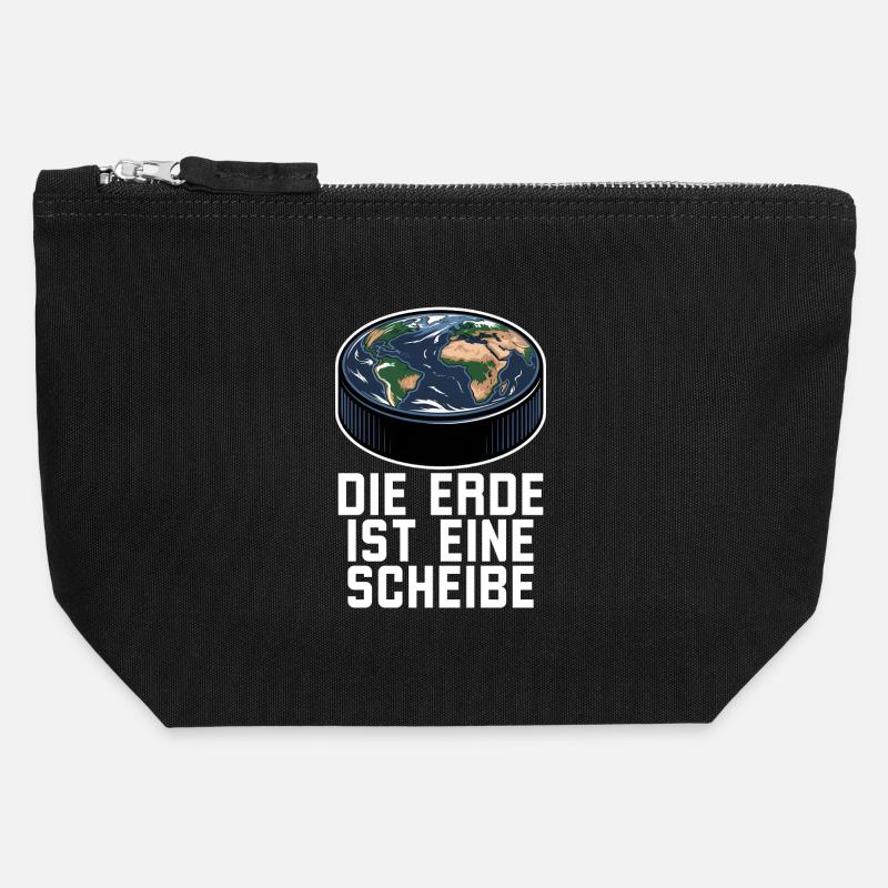 Die Erde Ist Eine Scheibe Eishockey - Canvas Zip Pouch 12 x 13 cm - black