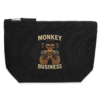 Affe mit Monkey Business Gun - Canvas Reißverschluss-Täschchen (12 x 13 cm) - Schwarz - Vorne