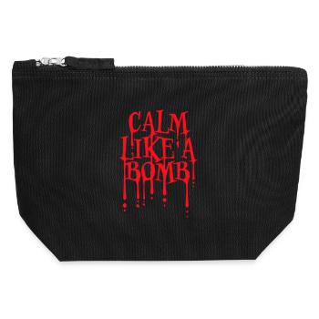 Calme comme une bombe Paradoxe Ironie Humour Blague explosive - Pochette zippée en toile 12 x 13 cm - noir - Devant