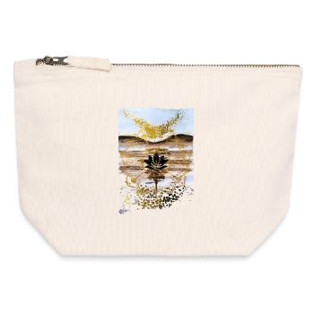 Golden Lotus on Desert Dusk - Canvas Zip Pouch 12 x 13 cm - nature - Front