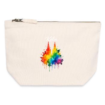 Carnaval de Cologne Jeck Shrove Monday drôle - Pochette zippée en toile 12 x 13 cm - blanc naturel - Devant