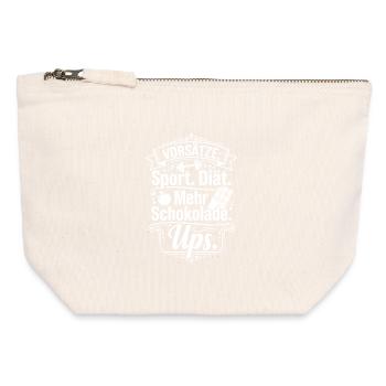 Résolutions Humour : Le chocolat gagne - Pochette zippée en toile 12 x 13 cm - blanc naturel - Devant
