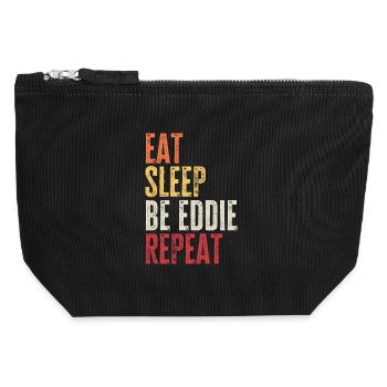 Mange, dors sois Eddie, répète le nom rétro - Pochette zippée en toile 12 x 13 cm - noir - Devant