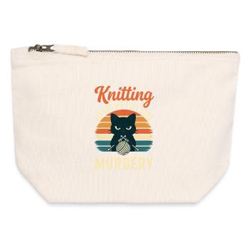 Tricoter me fait me sentir moins meurtrier drôle Craft de - Pochette zippée en toile 12 x 13 cm - blanc naturel - Devant