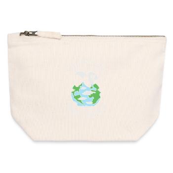 Sauver la Terre Les Pandas vivent ici - Pochette zippée en toile 12 x 13 cm - blanc naturel - Devant