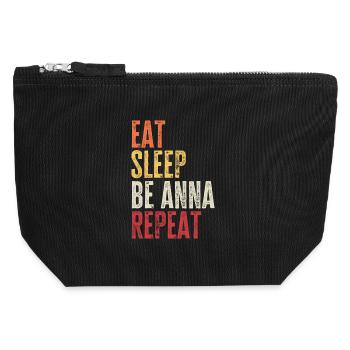Eat Sleep Be Anna Repeat Retro Name - Canvas Zip Pouch 12 x 13 cm - black - Front