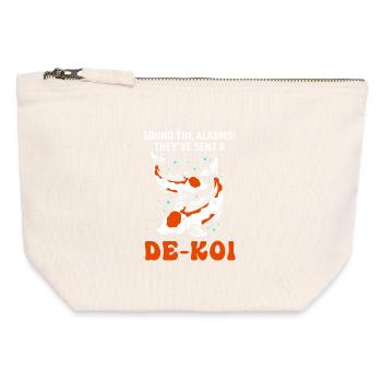 Koi Koi Koi Koi Koi Poisson Koi Carpe - Pochette zippée en toile 12 x 13 cm - blanc naturel - Devant