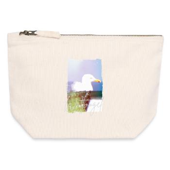 Wattvogel® Nordsee Möwe – Strandkorb Moment  - Canvas Reißverschluss-Täschchen (12 x 13 cm) - Naturweiß - Vorne