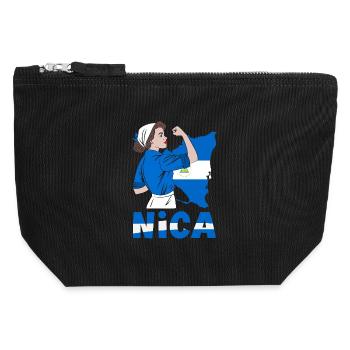 Nicaragua Flagge Stolz & Heimat - Canvas Reißverschluss-Täschchen (12 x 13 cm) - Schwarz - Vorne