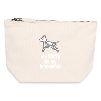 Lustige Staffordshire Bullterrier Hausaufgabe Kind - Canvas Reißverschluss-Täschchen (12 x 13 cm) - Naturweiß - Vorne