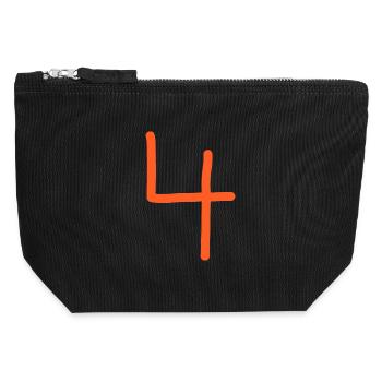 4 Numéro quatre numéro orange anniversaire - Pochette zippée en toile 12 x 13 cm - noir - Devant