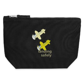 landing safely - Canvas Zip Pouch 12 x 13 cm - black - Front