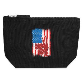 Drapeau de Judo USA - Pochette zippée en toile 12 x 13 cm - noir - Devant