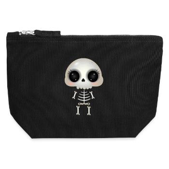 cute skull with dark eye sockets and eyelashes - Canvas Zip Pouch 12 x 13 cm - black - Front