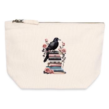 Stack of books with raven - Canvas Zip Pouch 12 x 13 cm - nature - Front