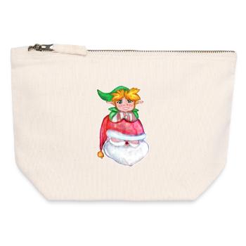 Kawaii Santa & Elf - Canvas Reißverschluss-Täschchen (12 x 13 cm) - Naturweiß - Vorne