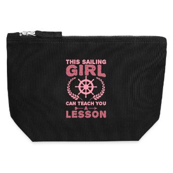 Sailing Girl - Canvas Zip Pouch 12 x 13 cm - black - Front