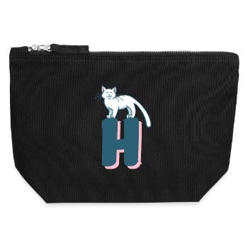 Cat Letter H - Canvas Zip Pouch 12 x 13 cm - black - Front