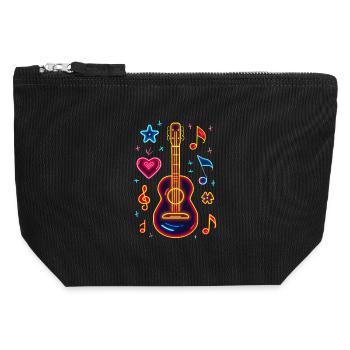 Retro Ukulele Retrowave - Canvas Zip Pouch 12 x 13 cm - black - Front