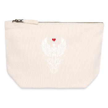 Squelette avec des ailes Anti Saint Valentin - Pochette zippée en toile 12 x 13 cm - blanc naturel - Devant