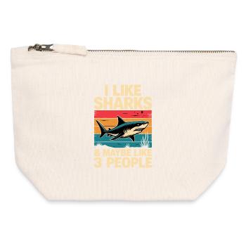 Shark I Like Shirts Vintage Design - Canvas Zip Pouch 12 x 13 cm - nature - Front