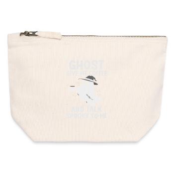 Motif humoristique et effrayant avec un café fantôme - Pochette zippée en toile 12 x 13 cm - blanc naturel - Devant