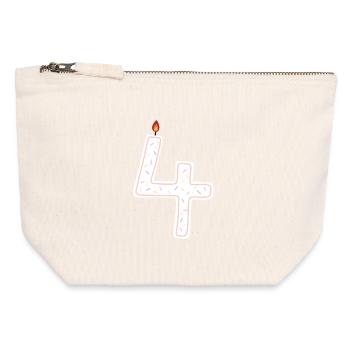Conception de bougie festive numéro quatre - Pochette zippée en toile 12 x 13 cm - blanc naturel - Devant