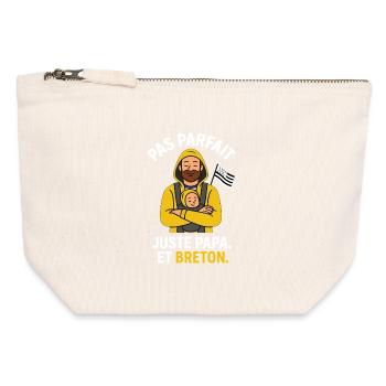 Pas Parfait Juste Papa Breton – Humour Bretagne - Pochette zippée en toile 12 x 13 cm - blanc naturel - Devant